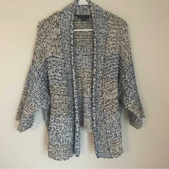 Vince chunky knit open front cardigan Size M/L blue and gray - Picture 3 of 13